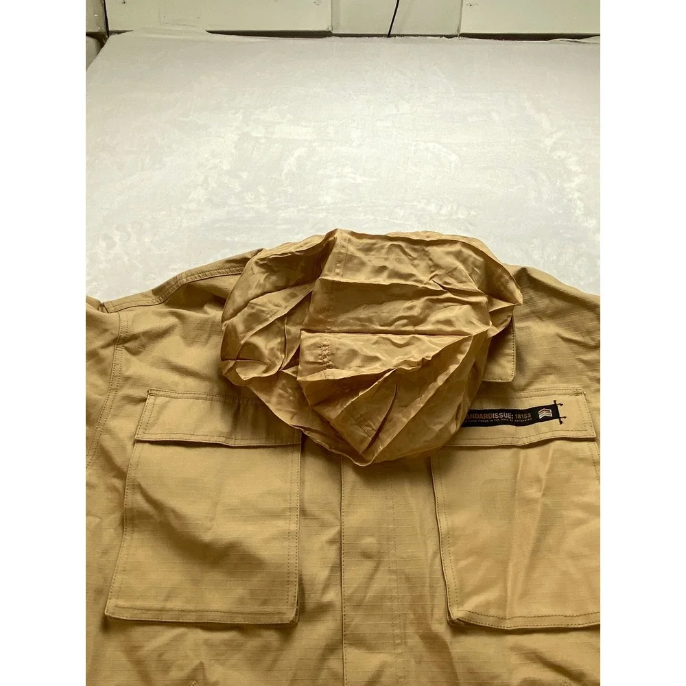 State Property Standard Issue Men Tan‎ Ripstop Field Jacket XL Packable Hood